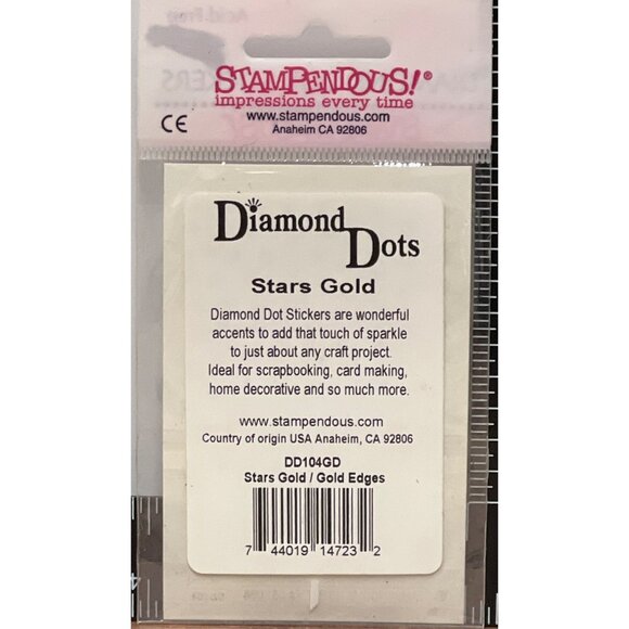 HTF Stampendous! Diamond Dots GOLD Star Stickers Embellishment DD104GD - Picture 2 of 2